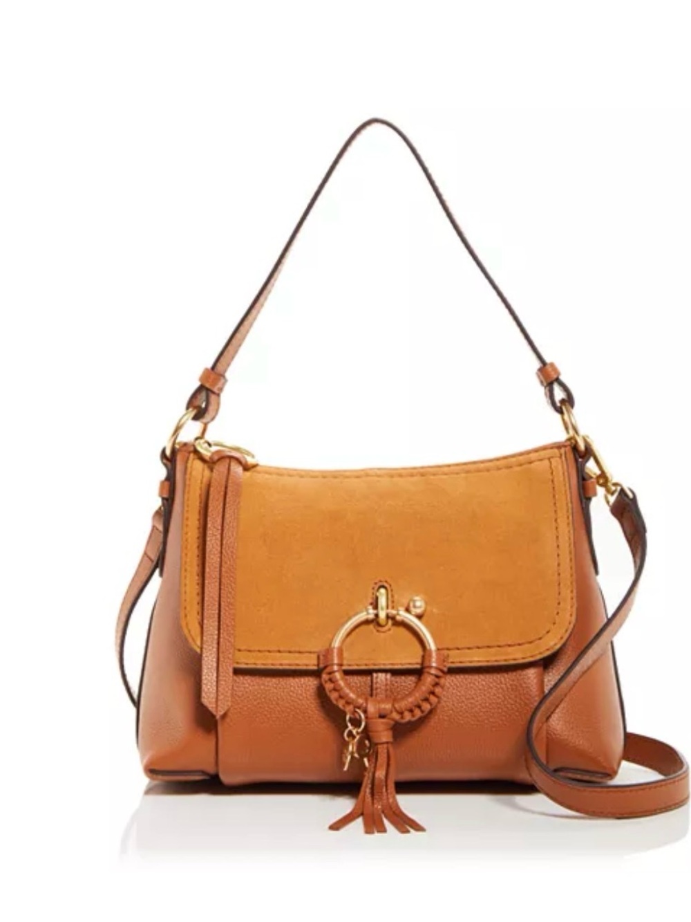 See By Chloé Joan Two-Tone Saddle Shoulder Bag in Tan and Camel